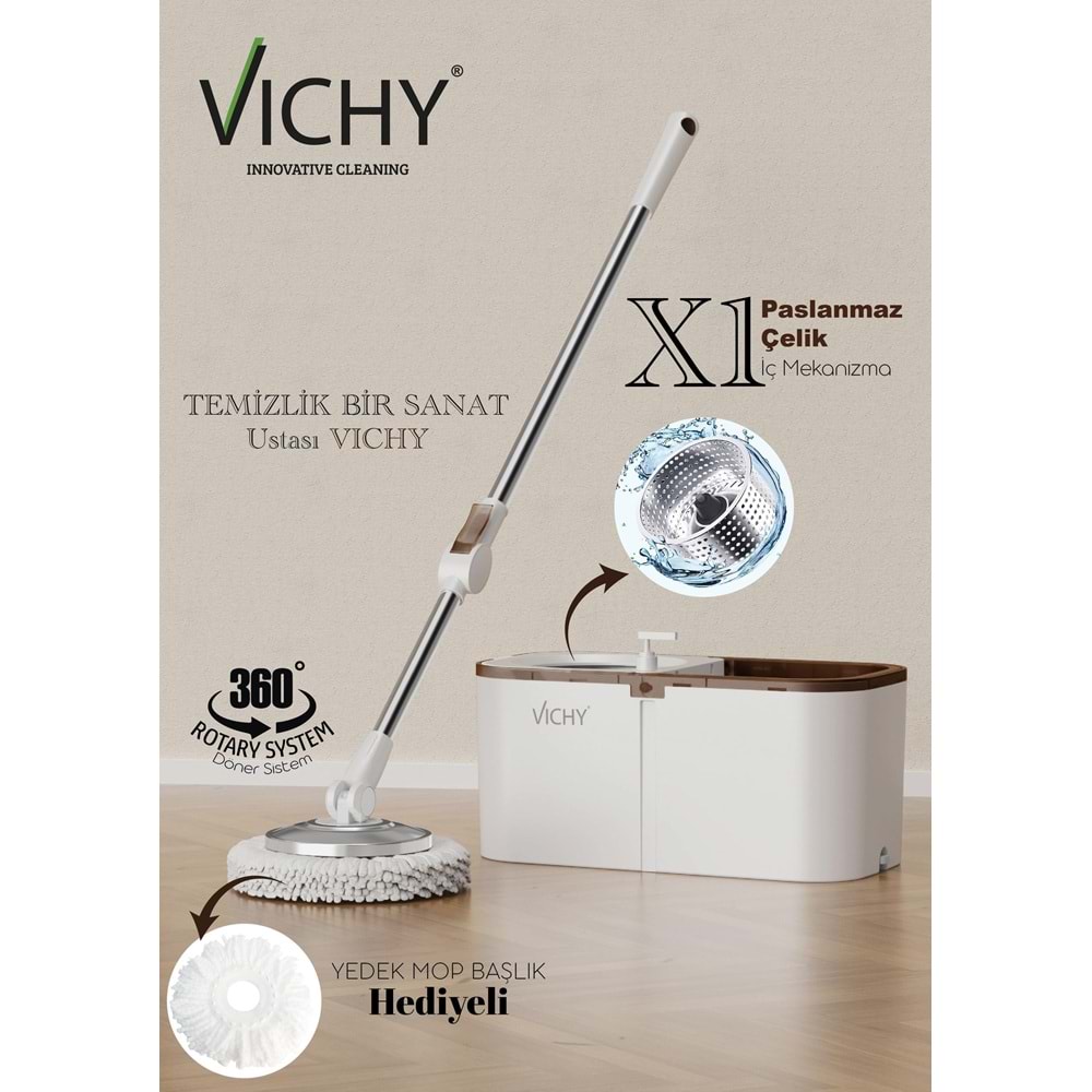 VICHY TEMİZLİK SETİ VCH-6674 X1 DÖNER BAŞLIKLI +1 MOP (6)