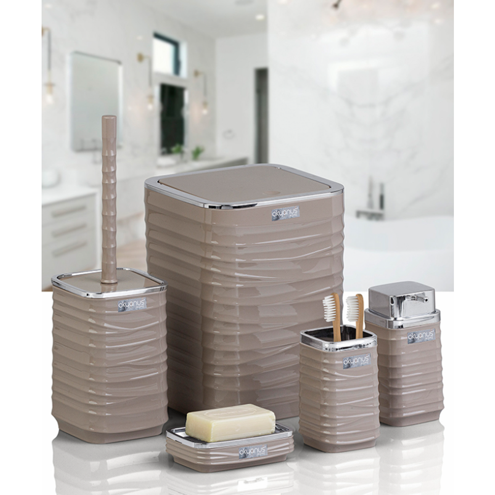 OKYANUS OKY-440-1-K LUNA KARE 5Lİ BANYO SETİ KROM/KAHVERENGİ (8)