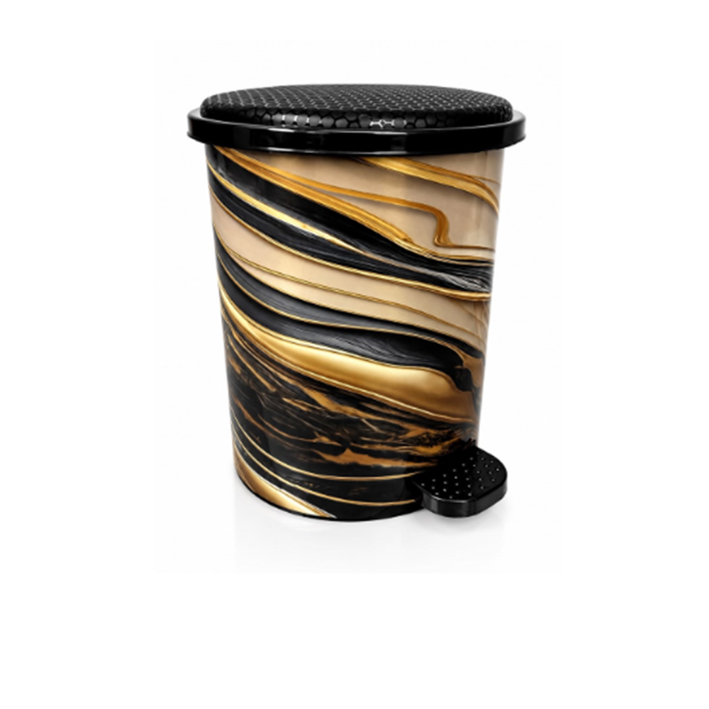 BABİL LİFE BLK-1203 PEDALLI ÇÖP KOVASI KÜÇÜK BOY GOLD DALGALI 8LT (12)