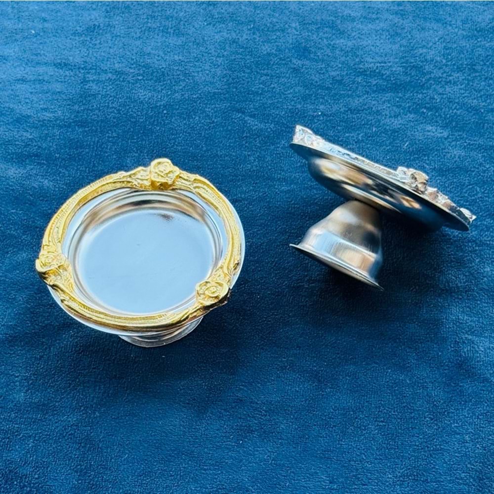DGN LOK214 001 AYAKLI GÜL ÇERÇEVE AKS.LOKUMLUK GÜMÜŞE GOLD(100)