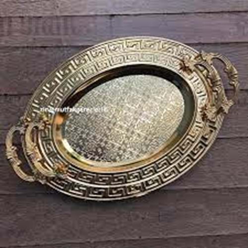 DALGIÇ 2226A 2Lİ OVAL DESENLİ TEPSİ ALTIN (10)
