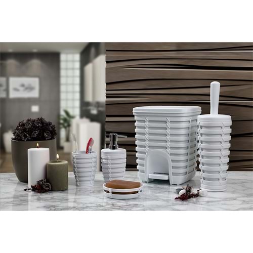 PRİMANOVA SAS06-01 PALM 5 Lİ BANYO SETİ / BEYAZ (12)