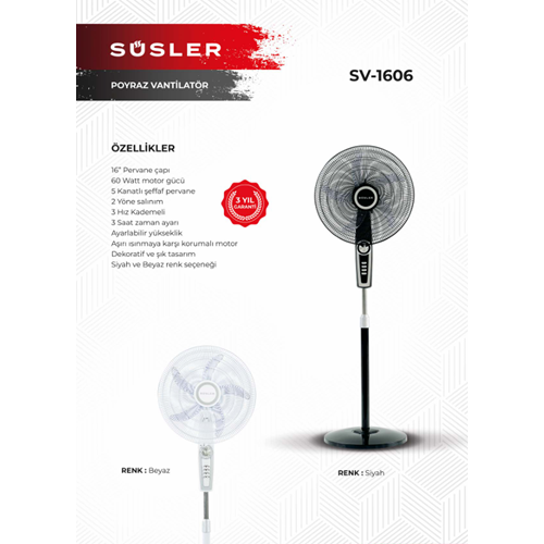 SÜSLER SV-1606 POYRAZ VANTİLATÖR SOĞUTUCU (1)