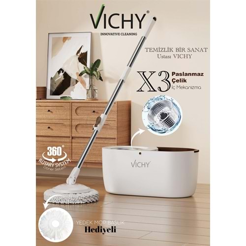 VICHY TEMİZLİK SETİ VCH-6675 X3 DÖNER BAŞLIKLI +1 MOP (6)