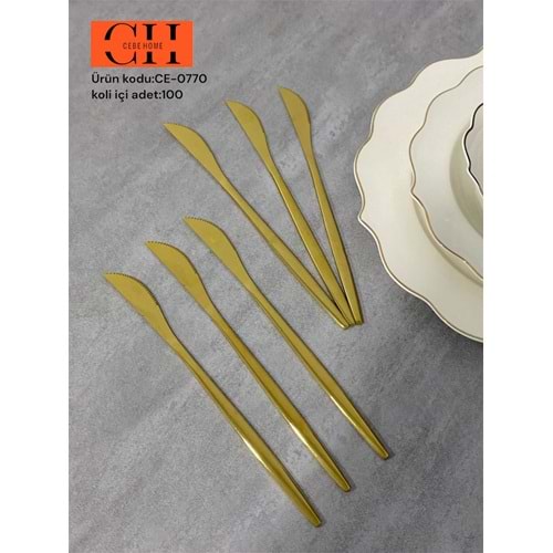 CEBE HOME CE-0770 GOLD METAL BÜYÜK BIÇAK 6 LI (100)