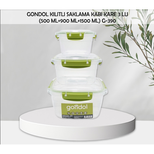 GONDOL G-390 QUALITY & LOCK KARE KİLİTLİ SAKLAMA KABI SETİ (12)