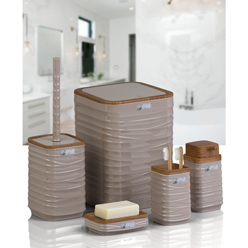 OKYANUS OKY-440-3-K LUNA KARE 5Lİ BANYO SETİ AHŞAP/KAHVERENGİ (8)