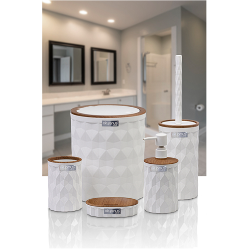 OKYANUS OKY-467-3-B DİAMOND 5Lİ BANYO SETİ/AHŞAP/BEYAZ (8)