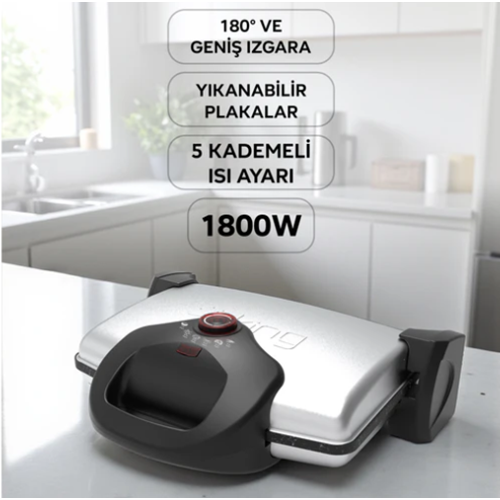KİNG P637Y GRİLLMAX IZGARA VE TOST MAKİNESİ INOX (4)