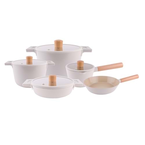 AROW PM-0118 PİNK&MORE FİORE DÖKÜM 9 PRÇ TENCERE SETİ (1)