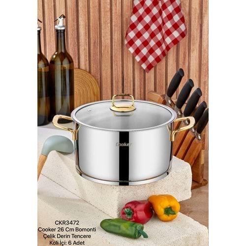 COOKER CKR3472 26 CM BOMONTİ ÇELİK DERİN TENCERE GOLD (6)