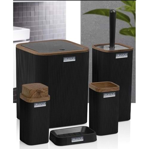 OKYANUS OKY-461-3-S STELLA 5Lİ BANYO SETİ AHŞAP/SİYAH (8)