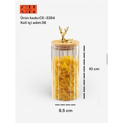CEBE HOME CE-3284 CAM KAVANOZ GEYİKLİ 500 ML10X8,5 CM (36)