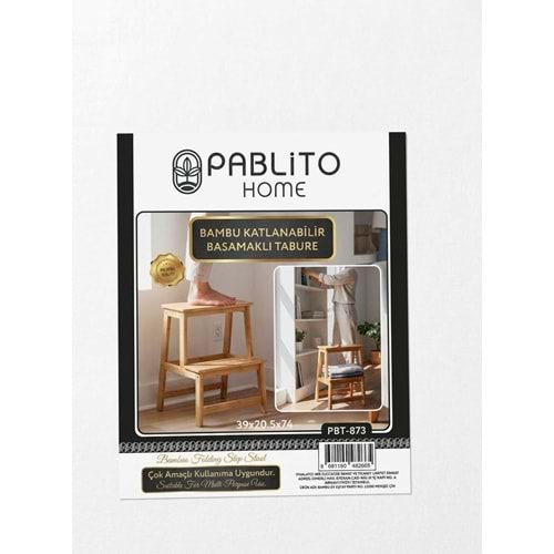 PABLİTO PBT-873 BAMBU KATLANABİLİR MERDİVEN TABURE 39X20,5X74 CM (6)