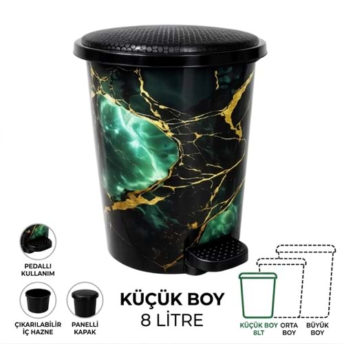 BABİL LİFE BLK-1202 PEDALLI ÇÖP KOVASI KÜÇÜK BOY ZÜMRÜT 8LT (12)