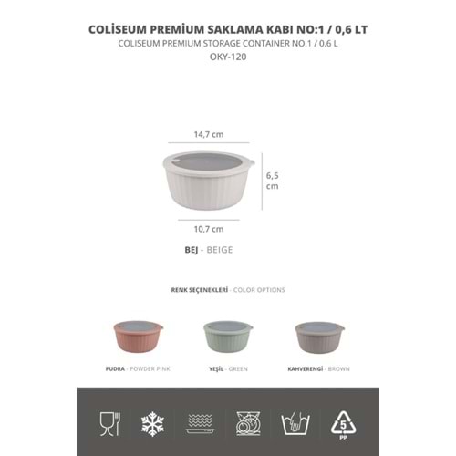 OKYANUS OKY-120 COLİSEUM PREMİUM SAKLAMA KABI NO:1 0,6LT (24)