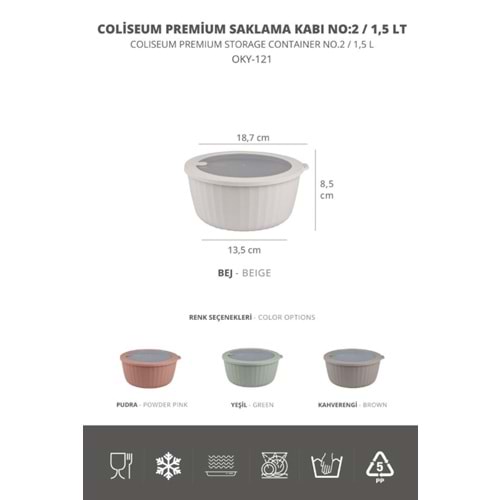 OKYANUS OKY-121 COLİSEUM PREMİUM SAKLAMA KABI NO:2 1,5LT (24)