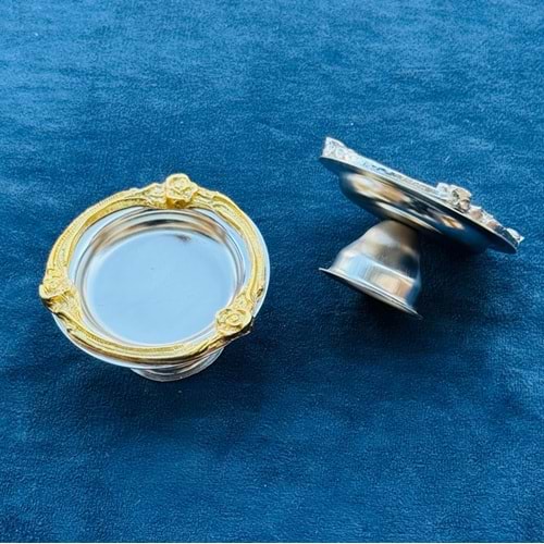 DGN LOK214 001 AYAKLI GÜL ÇERÇEVE AKS.LOKUMLUK GÜMÜŞE GOLD(100)