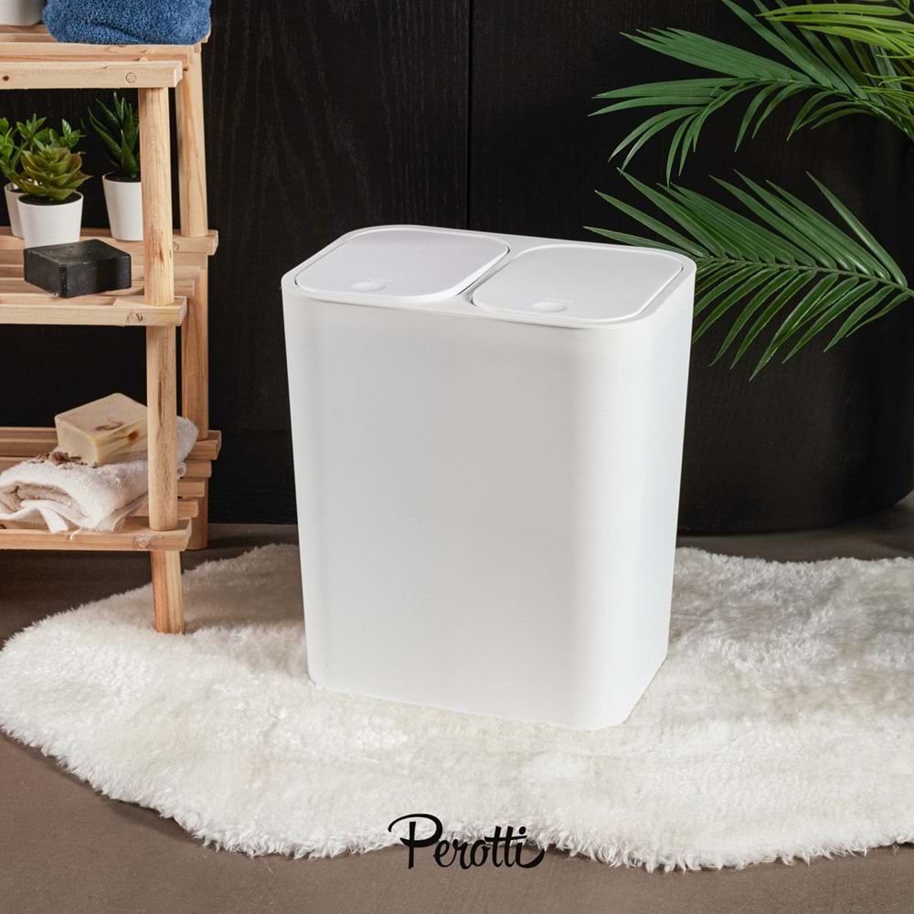 PEROTTİ 13250 MİLTON WHİTE 15 LT 2Lİ ÇÖP KOVASI (12)
