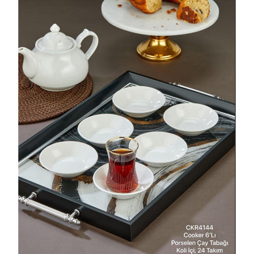 COOKER CKR4144 PORSELEN BEYAZ 6LI ÇAY TABAĞI (24)