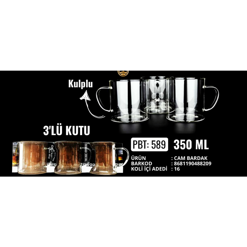 PABLİTO PBT-589 3'LÜ CAM BARDAK 350 ML (16)