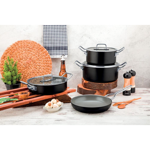ÖZ LİFE GS-6132 ALBA 7 PRC TENCERE SETİ SİYAH (1)