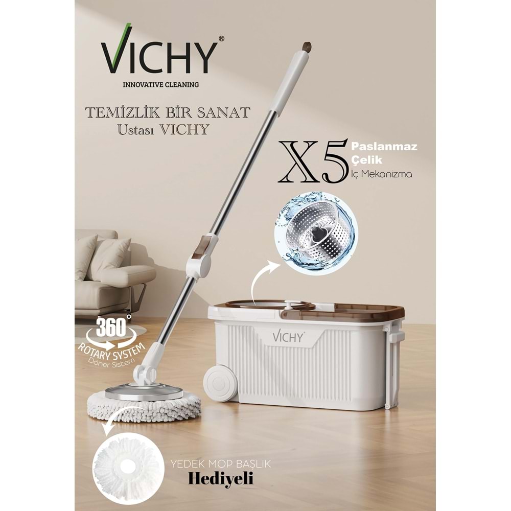 VICHY TEMİZLİK SETİ VCH-6676 X5 DÖNER BAŞLIKLI +1 MOP (6)
