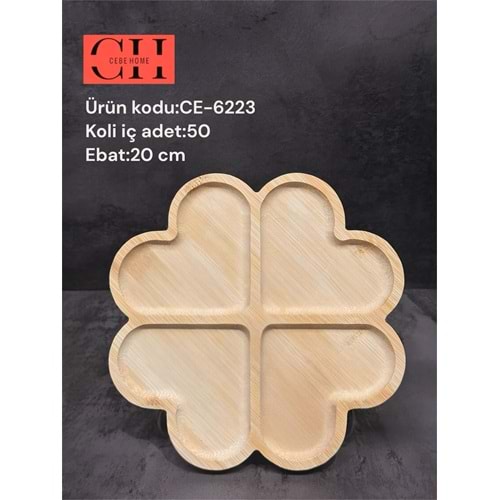 CEBE HOME CE-6223 BAMBU KALPLİ SUNUMLUK 5 BÖLMELİ 20 CM (50)
