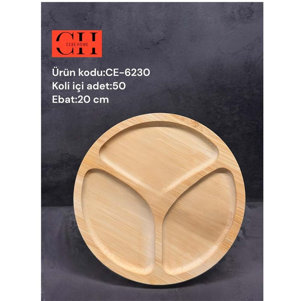 CEBE HOME CE-6230 BAMBU YUVARLAK 3 BÖLMELİ 20 CM (50)