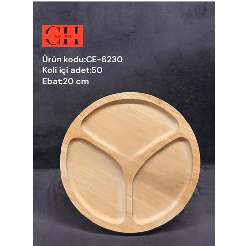 CEBE HOME CE-6230 BAMBU YUVARLAK 3 BÖLMELİ 20 CM (50)