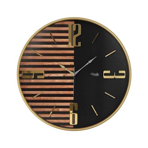 REVELLO 2024P-6 50CM PLEKSİ GOLD SİYAH SAAT (6)