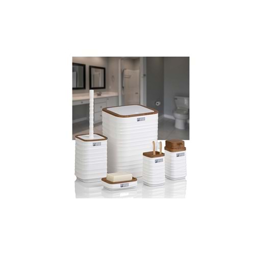 OKYANUS OKY-440-3-B LUNA KARE 5Lİ BANYO SETİ AHŞAP/BEYAZ (8)