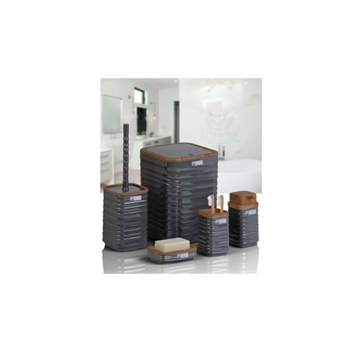 OKYANUS OKY-440-3-A LUNA KARE 5Lİ BANYO SETİ AHŞAP/ANTRASİT (8)