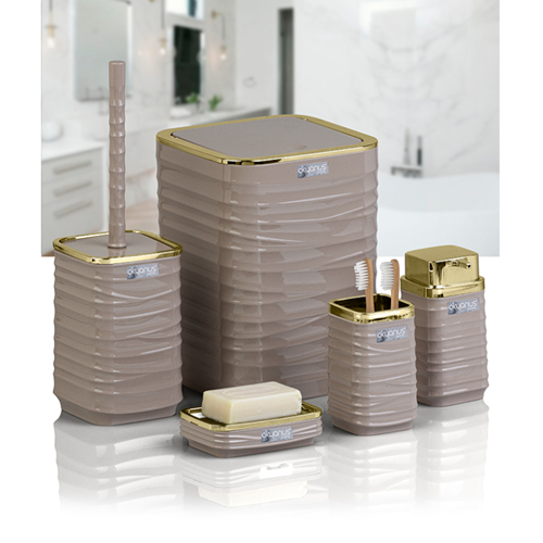 OKYANUS OKY-440-4-K LUNA KARE 5Lİ BANYO SETİ ALTIN/KAHVERENGİ (8)