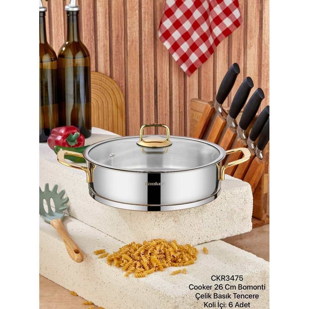 COOKER CKR3475 26 CM BOMONTİ ÇELİK BASIK TENCERE GOLD (6)