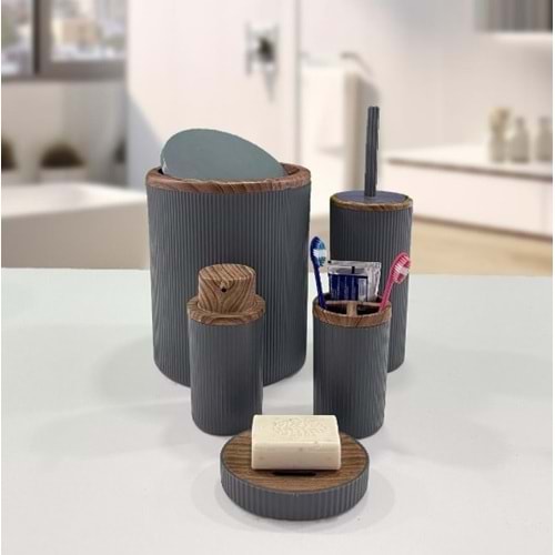 BİLTAŞ İSR-5735 5 Lİ BANYO SETİ AHŞAP GRİ (8)