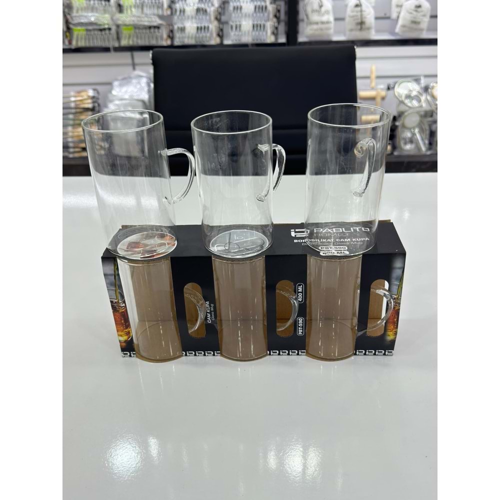PABLİTO PBT-590 3'LÜ CAM BARDAK 400 ML (48)