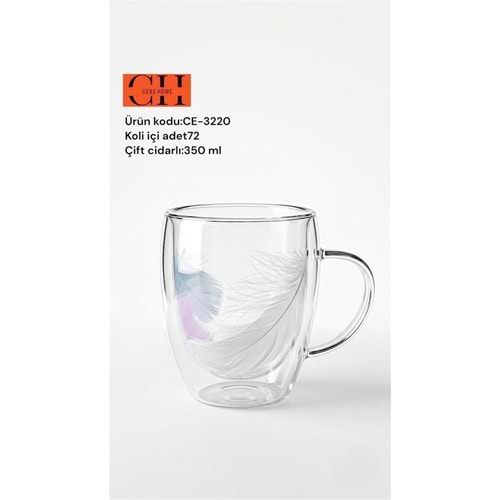 CEBE HOME CE-3220 ÇİFT CİDARLI KUPA BARDAK TÜY 350ML (72)