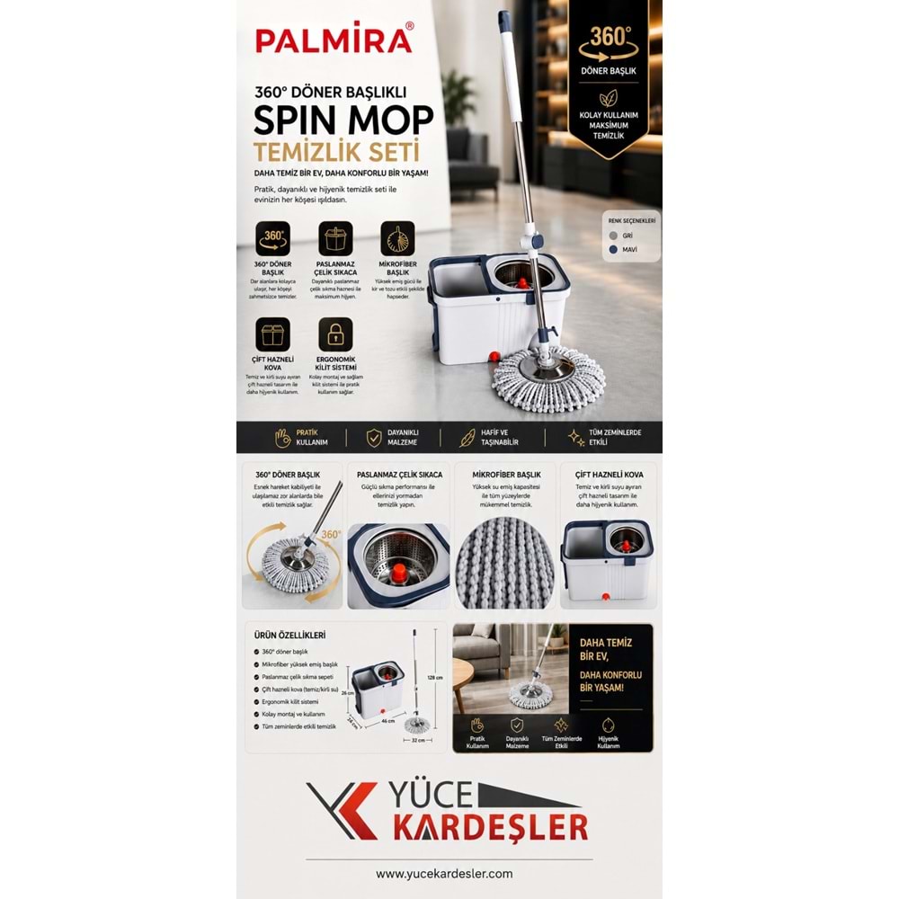 PALMİRA PLM7323 SPİN MOP TEMİZLİK SETİ (1)