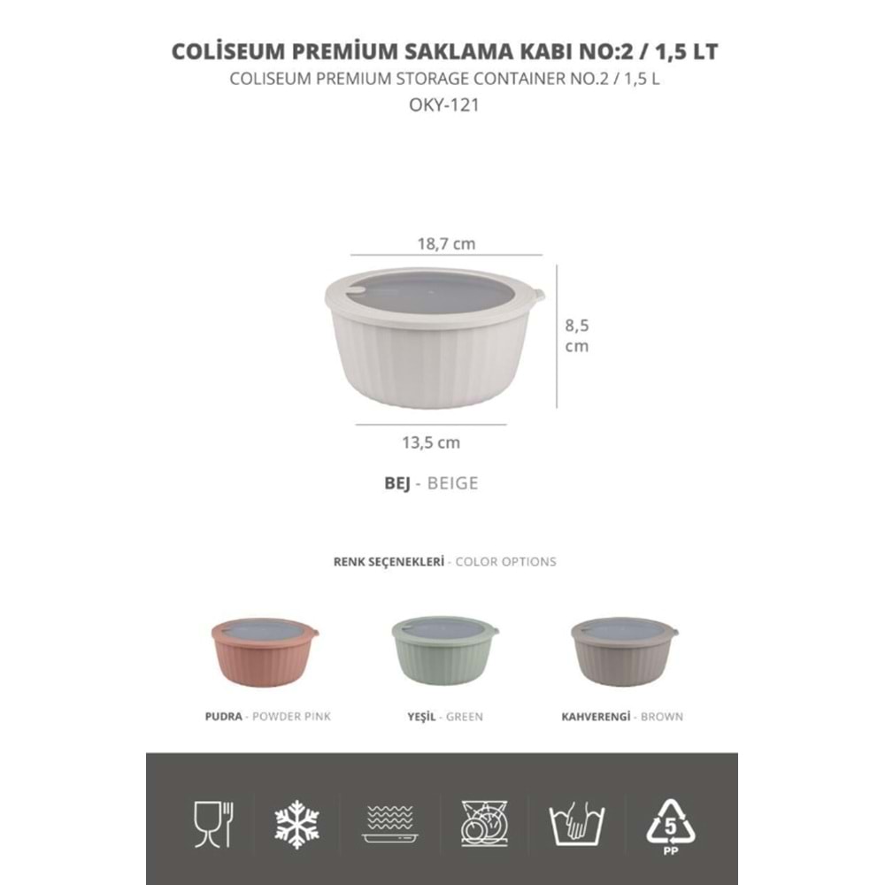 OKYANUS OKY-121 COLİSEUM PREMİUM SAKLAMA KABI NO:2 1,5LT (24)